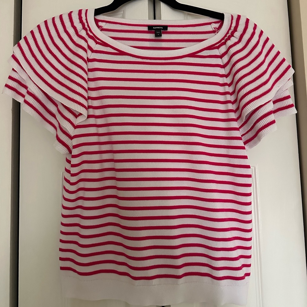 Express Pink and White Striped Blouse